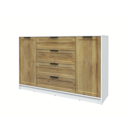 Тумба Тренд КТ-Т160 (Белый ЛДСП/ Дуб вотан ЛМДФ) Ш1600 В1020 Г451